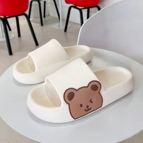 Customized Wholesale Summer Cartoon Bear Home Bathroom Woman Sandals And Slippers Cute PVC